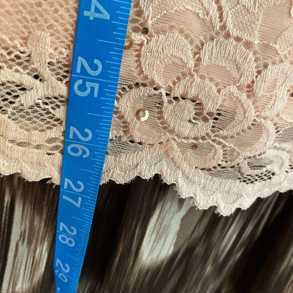 Boston Proper Shirt Women Sz M Pink Sparkle Wrap Top Scalloped Lace Overlay - Picture 8 of 8